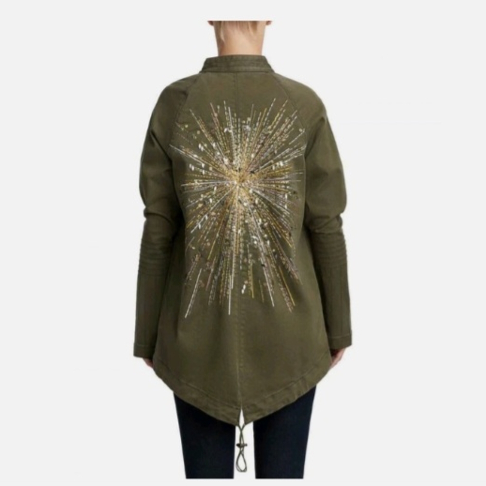 True Religion Embellished Olive Green Jacket Size M